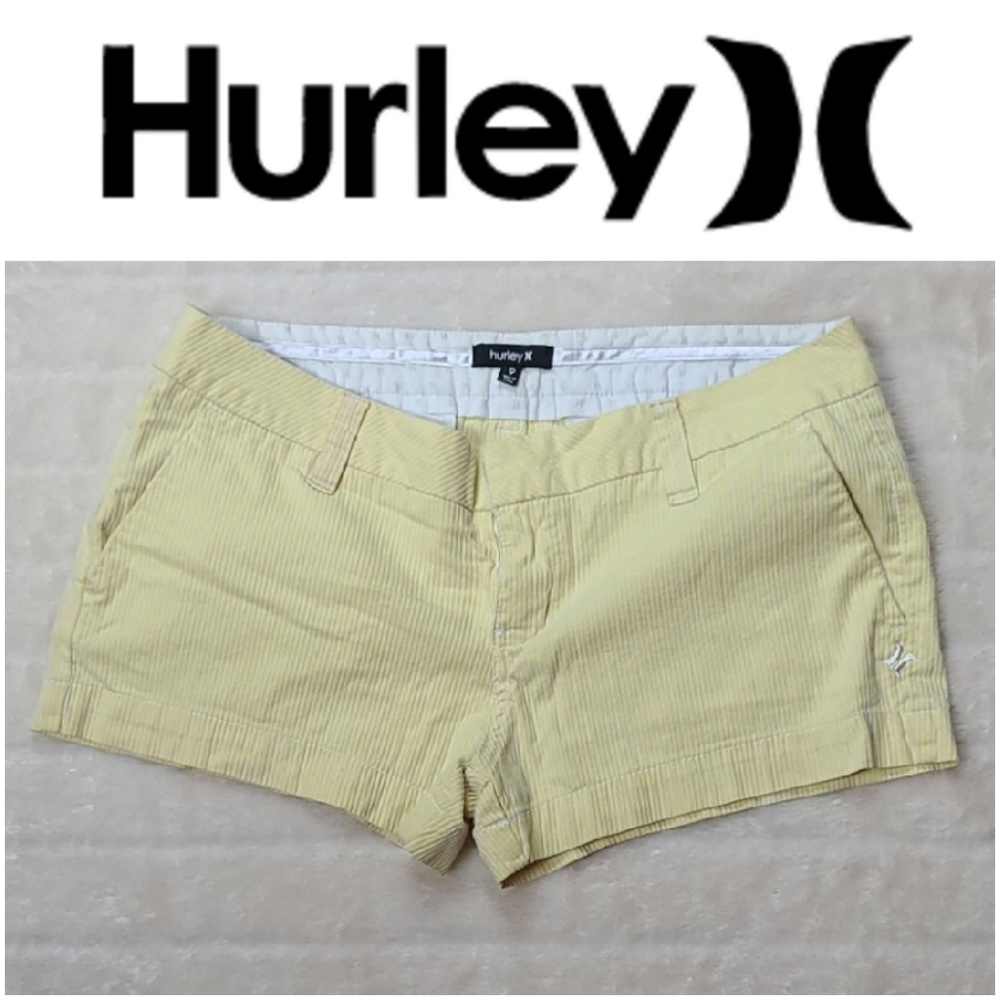 HURLEY Seersucker Shorts Soft Yellow Pinstripe